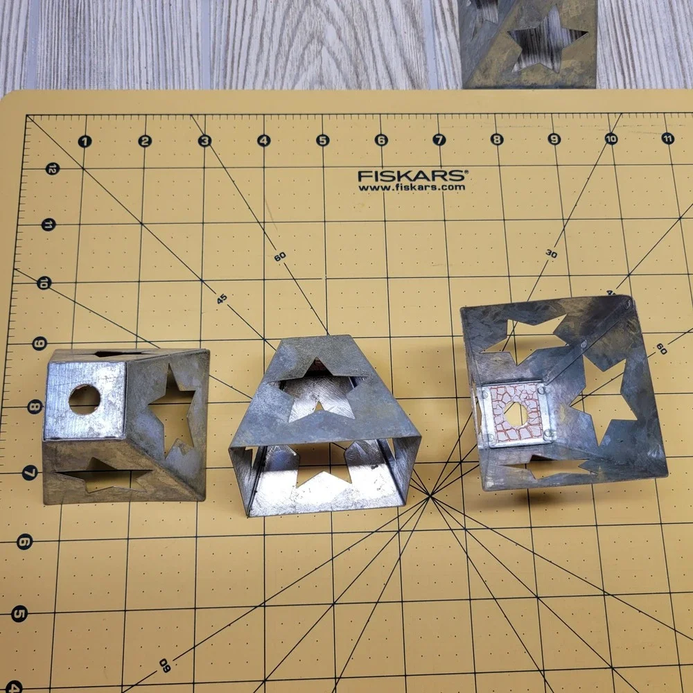 Set of 12 Galvanized Metal Star Cutout Lanterns Rustic Farmhouse Decor 2.5 Inch‎